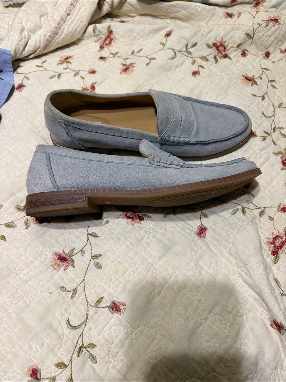 Women’s Hushpuppies Suede Penny Loafers in Light Blue